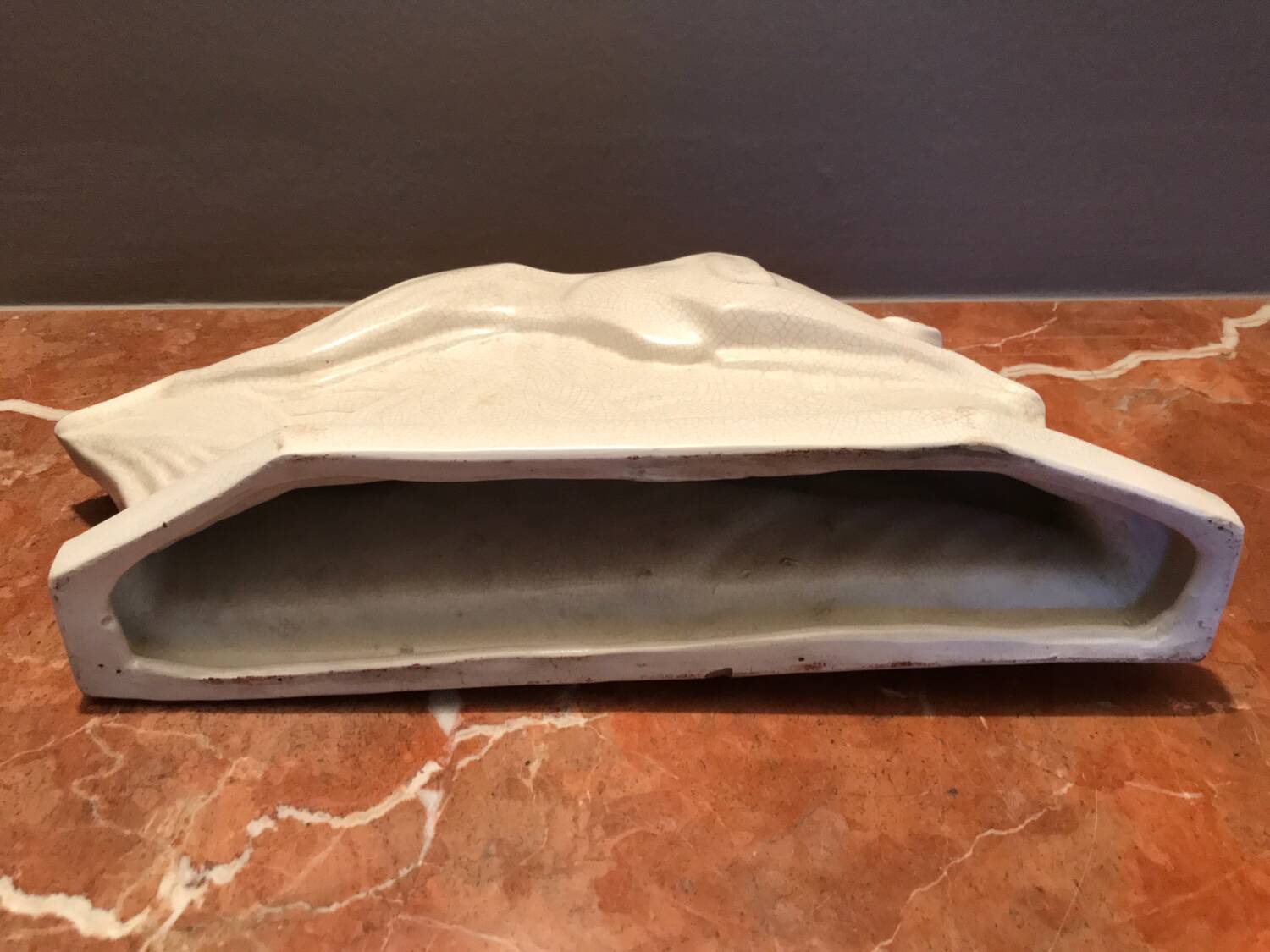 Cracked ceramic greyhound E. Siegl Manufacture Orchies Art Deco
