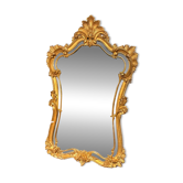 Antique Large Gilded Mirror in Wood Louis XVI Style with Quiver Pediment