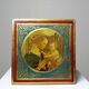 Small Florentine miniature painted wooden plaque "The Adoration" Virgin and Child