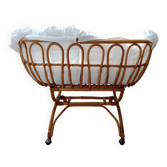 Vintage rattan cradle