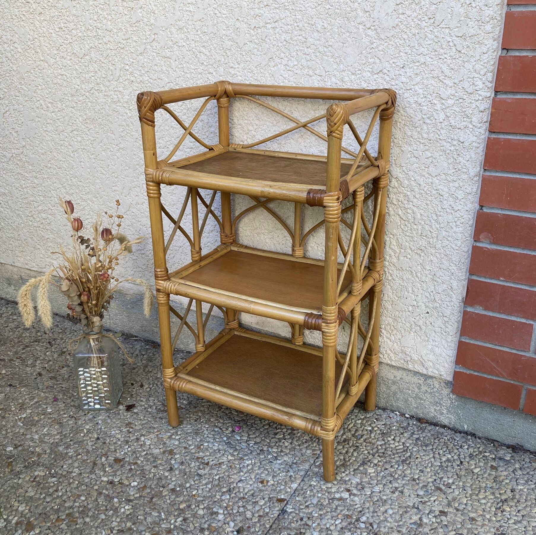Vintage rattan shelf