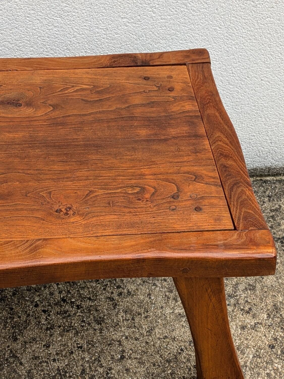 Brutalist solid wood coffee table, vintage