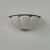 Vintage shell wall light, matte white plaster and gold, France, 1970.