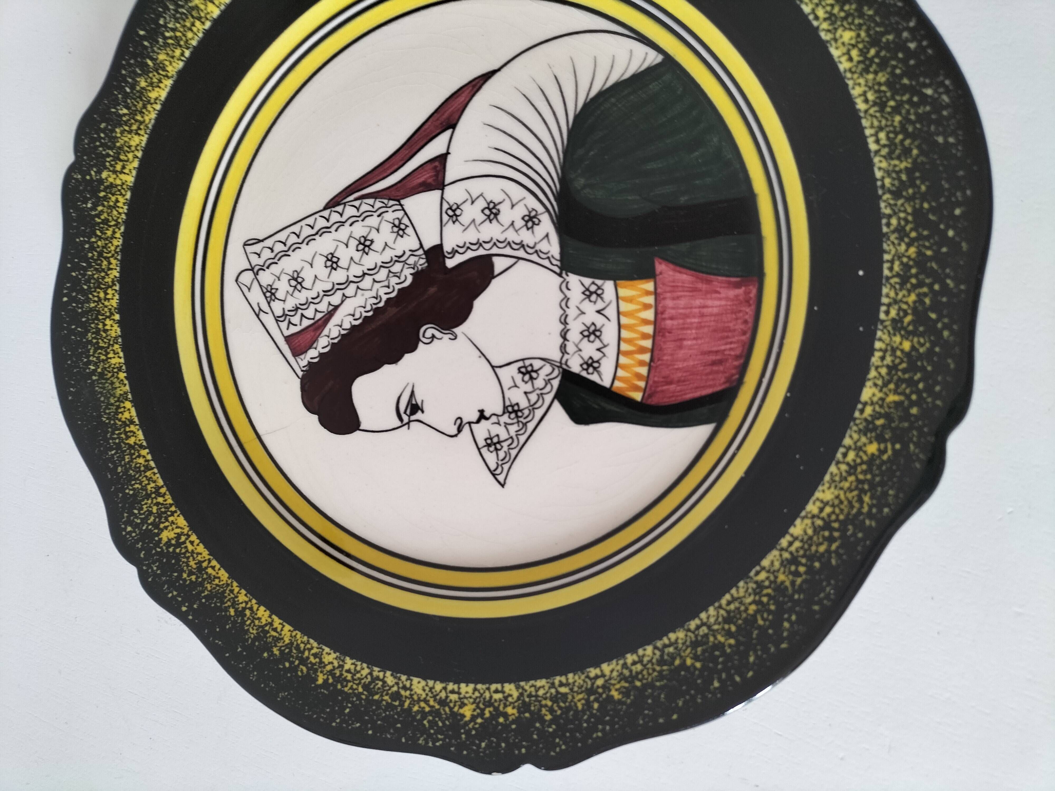 Henriot Quimper Plate – Portrait of a Breton Woman from the Aven Region – Earthenware