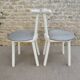 Pair of wooden and Skaï chairs from the 80s, Italy