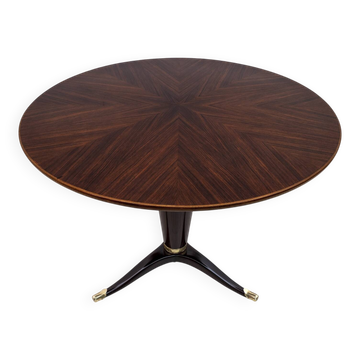 Table ronde en noyer italien moderne du milieu du siècle, attribuée à Paolo Buffa, 50