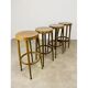 4 tabourets de bar baumann bois années 60 bistrot