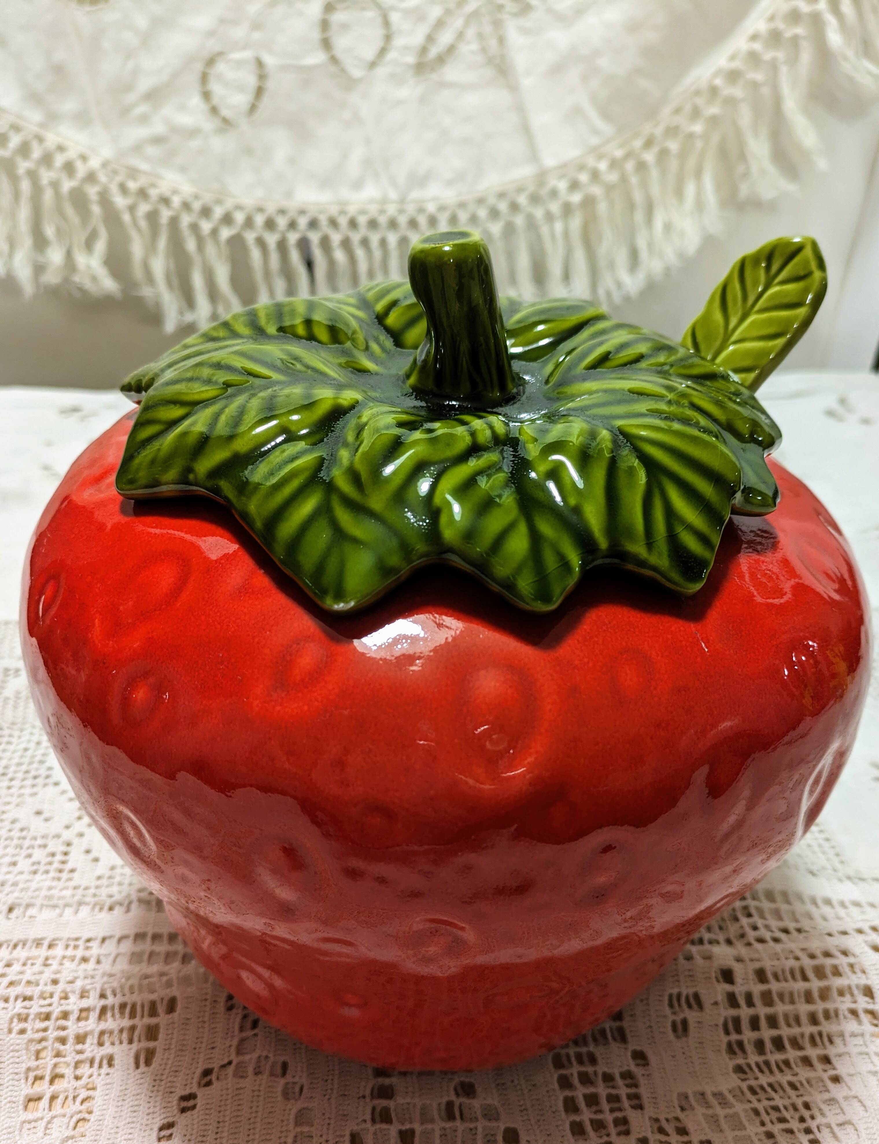 Strawberry Barbotine Tureen with Spoon