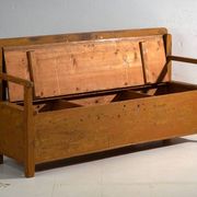 Antique painted pine bank chest – Central Europe, circa 1920