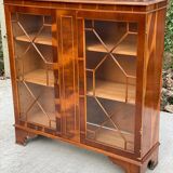 English display cabinet in glossy lacquered marquetry wood