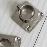 Designer stainless steel cups with tray and spoon