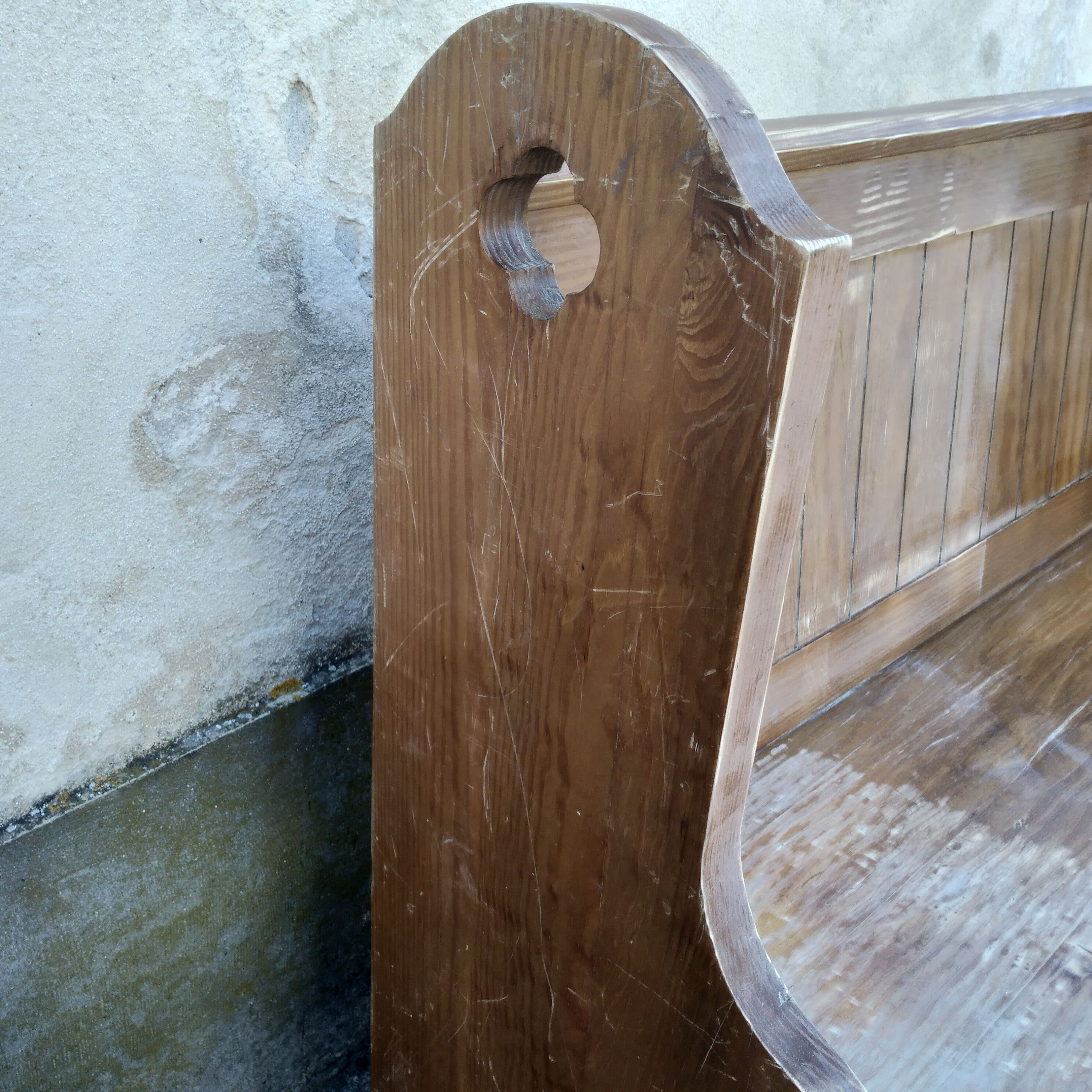 Wooden church bench
