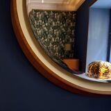 Backlit mirror designed by Gio Ponti in wood and lacquer. Italy, 1970s.