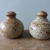Salt and pepper shaker in Puisaye stoneware by Jean Pierre Prud'homme