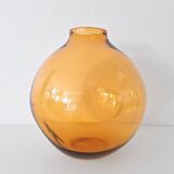 Mouth-Blown Amber Glass Glass - Multiple Orientations - 1990s, Italy
