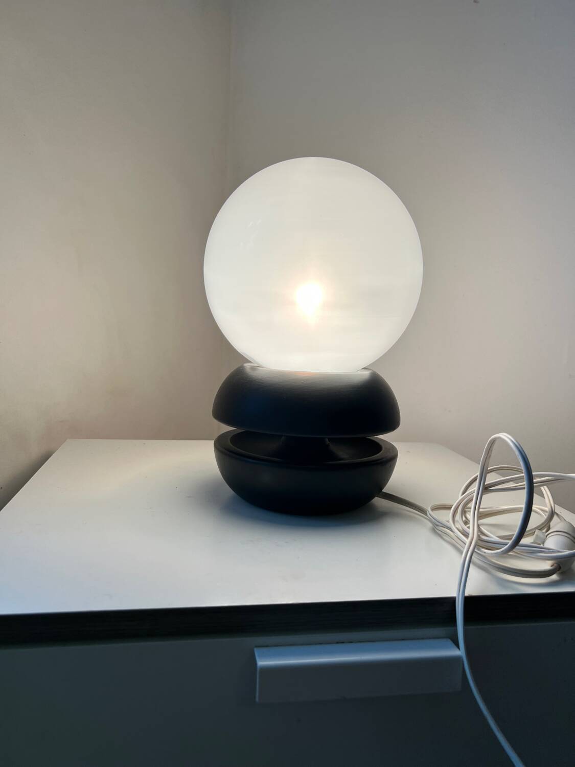 Vintage mushroom lamp, round globe, 1970s