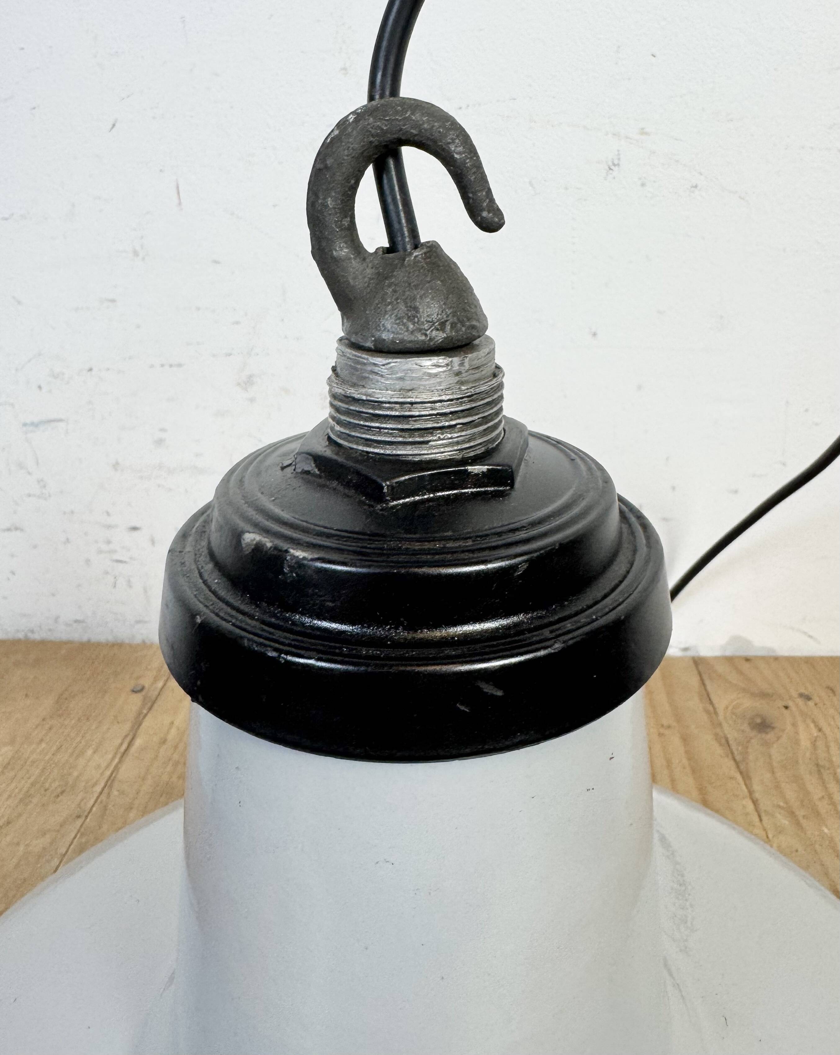 Industrial Grey Enamel Factory Pendant Lamp, 1960s