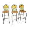 Set of 3 sunflower decorated bar stools