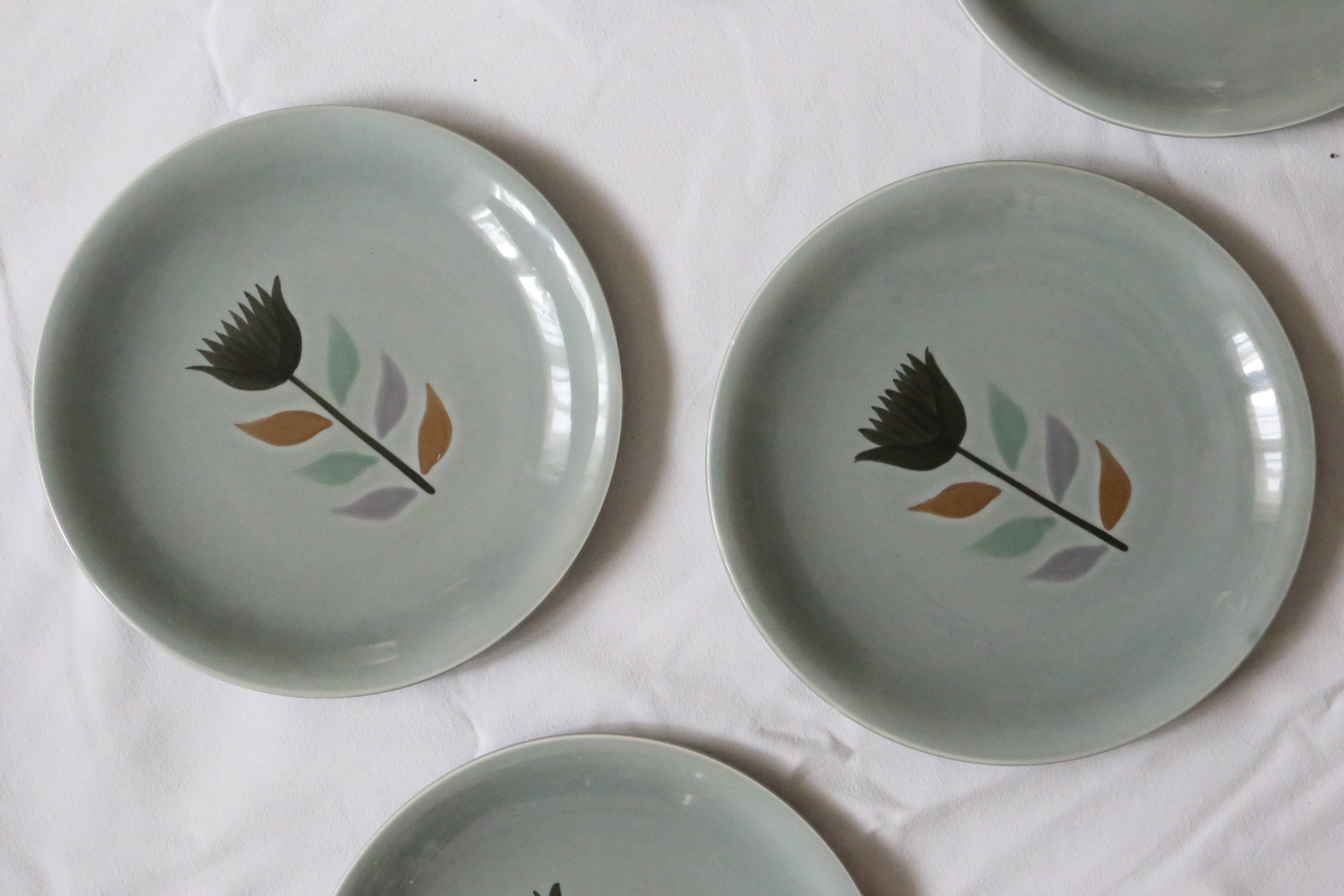 Set of 4 flat plates Salins, Montpezat pattern, vintage French