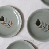 Set of 4 flat plates Salins, Montpezat pattern, vintage French