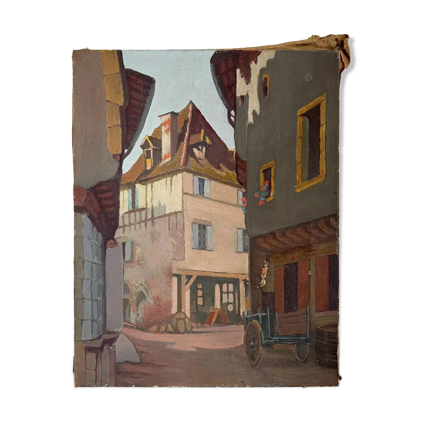 Painting of a French country village