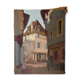 Painting of a French country village