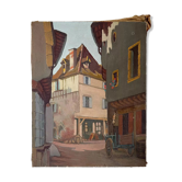 Painting of a French country village