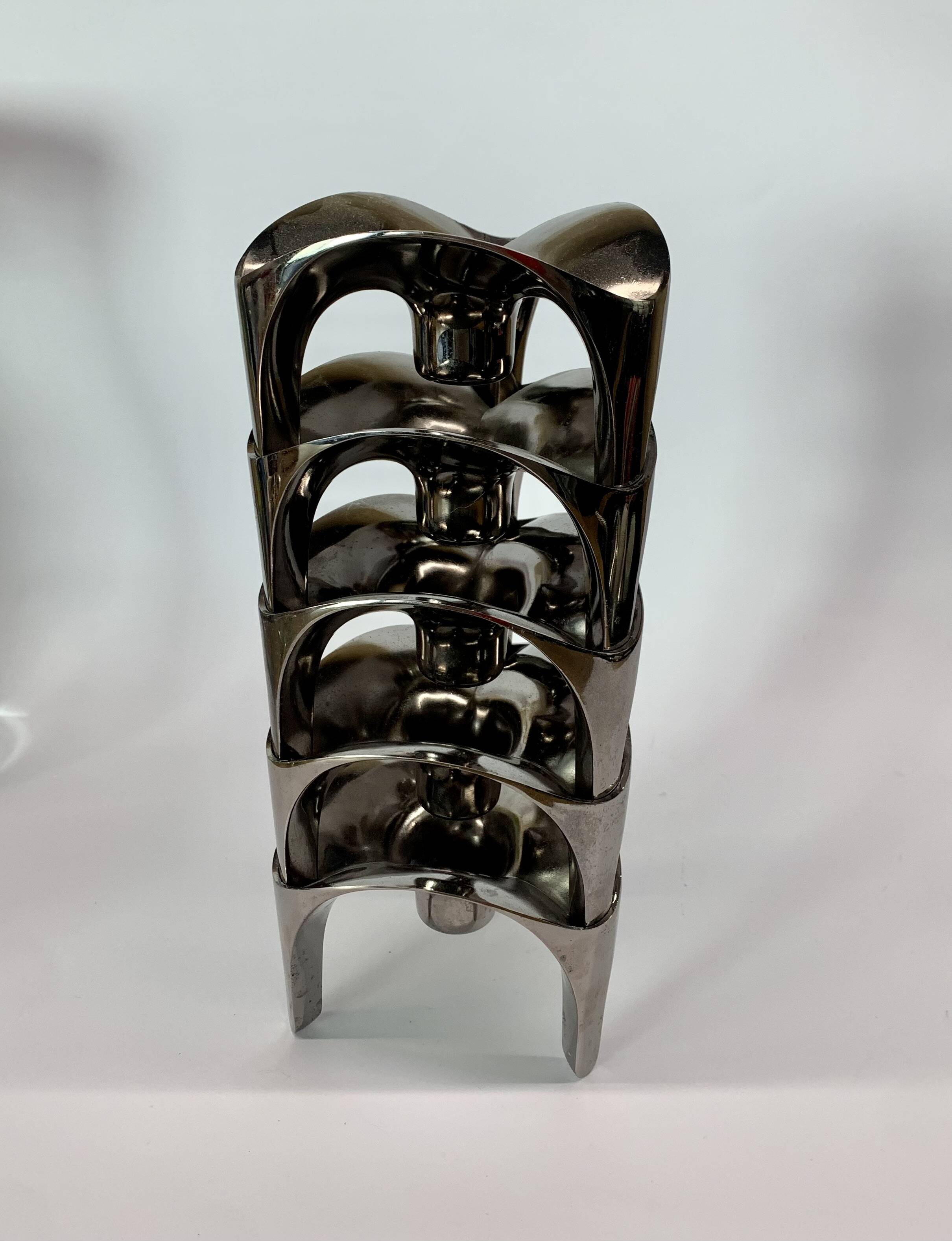 Stackable Candleholder set of 5, Germany 1970s