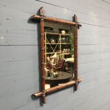Bamboo faux mirror with dark brown frame 81x63cm