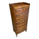Antique louis xv style weekly chest wood 7 drawers & vintage metal handles