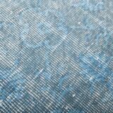 7x11 Turkish Light Blue Camouflage Pattern Vintage Rug, 223x329Cm