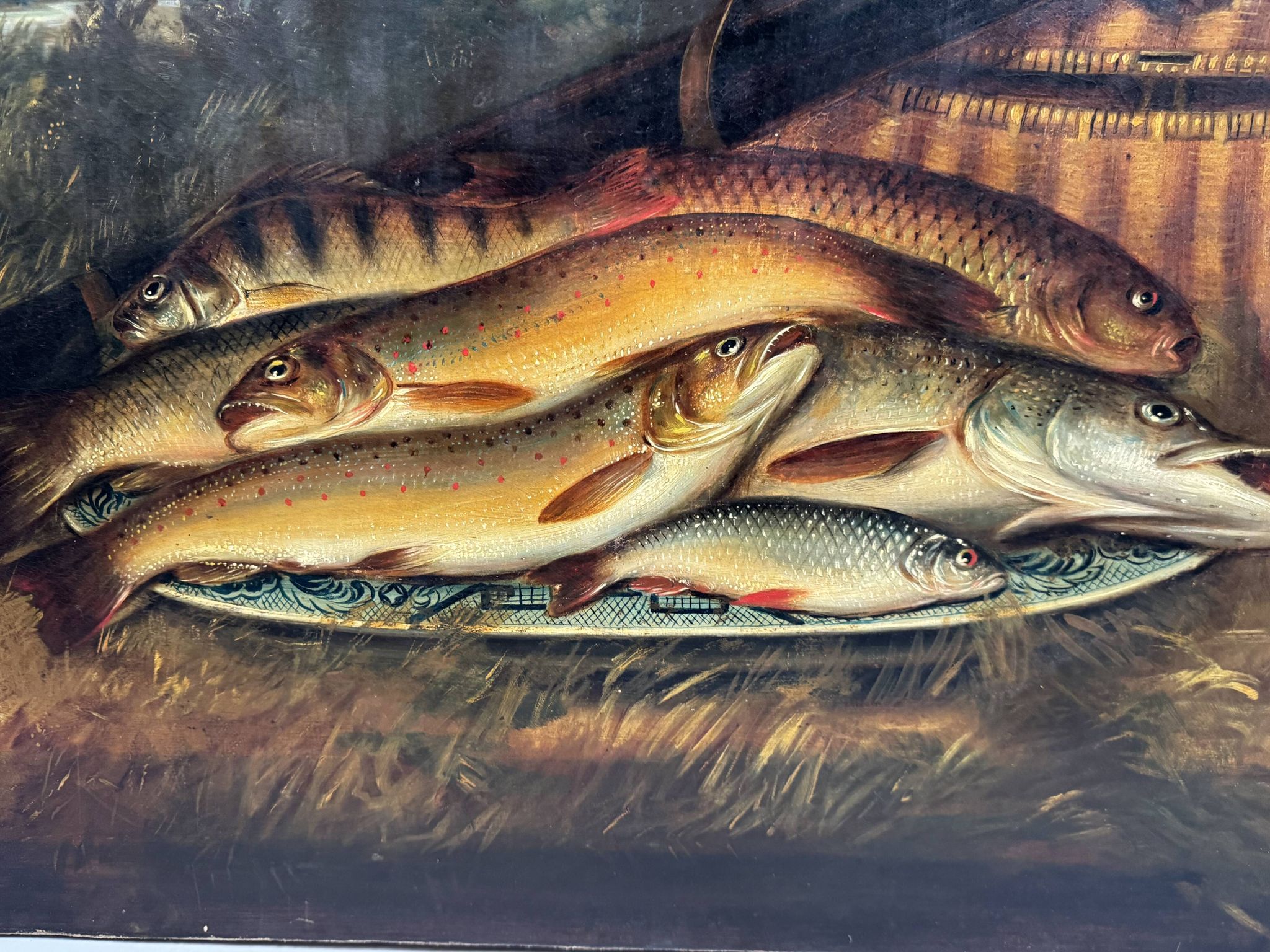 Still life with fish signed HL Rolfe