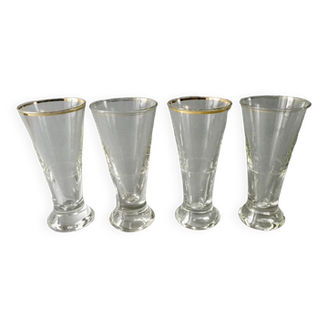 4 bistro glasses, for pastis, for Ricard, from the 1940s.