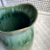Turquoise green enamelled ceramic pitcher