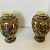 Baluster vases in polychrome earthenware, mid-20th century