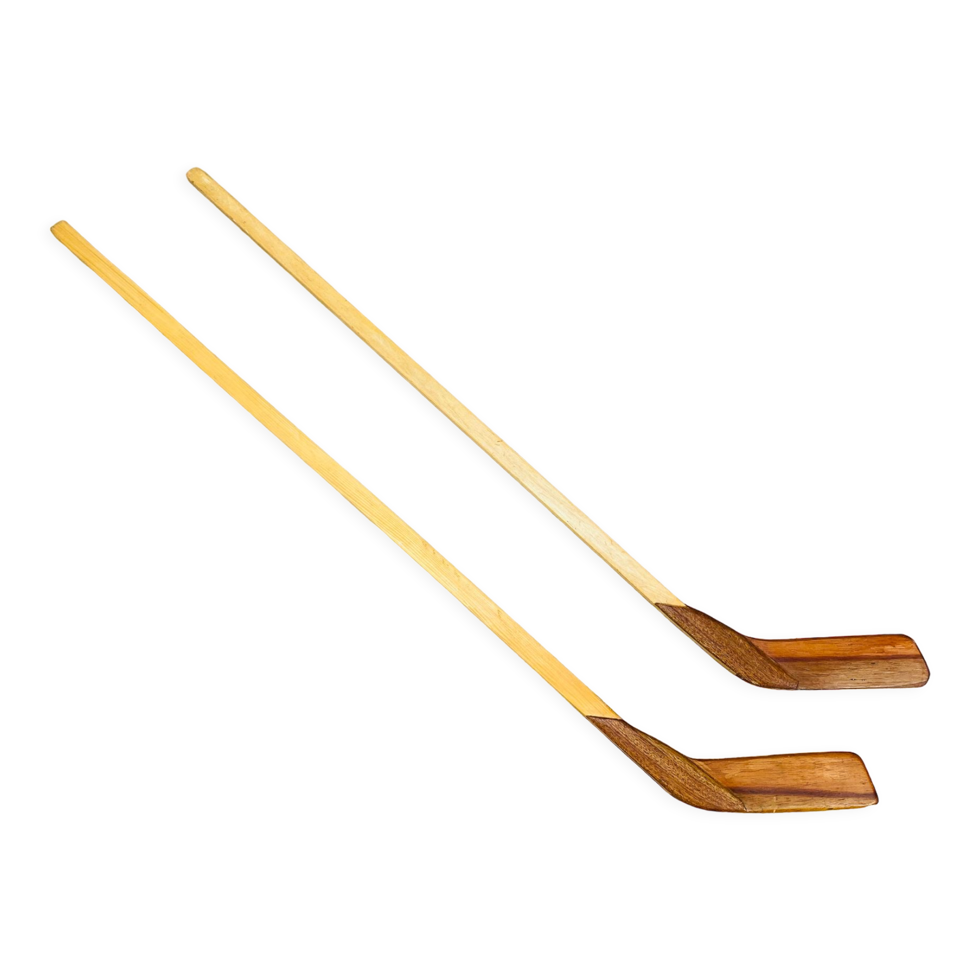 Pair of vintage wood hockey sticks