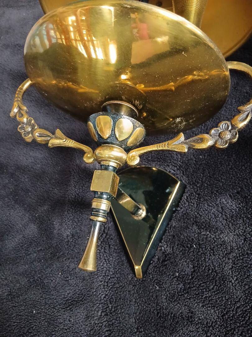 Empire bouillotte lamp wall sconces in tole and gilded bronze