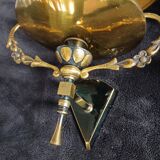 Empire bouillotte lamp wall sconces in tole and gilded bronze