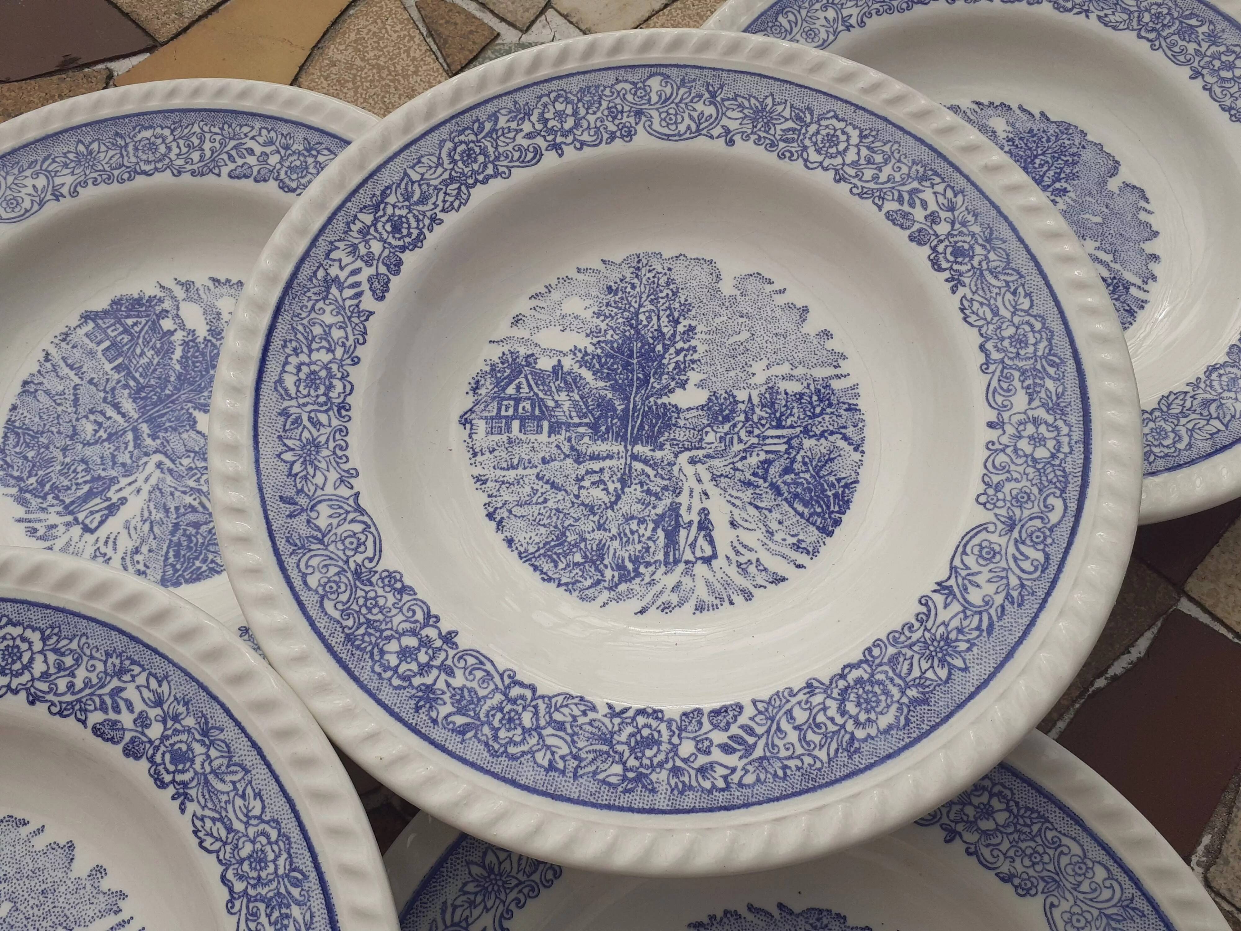 Set of 6 vintage English style soup plates