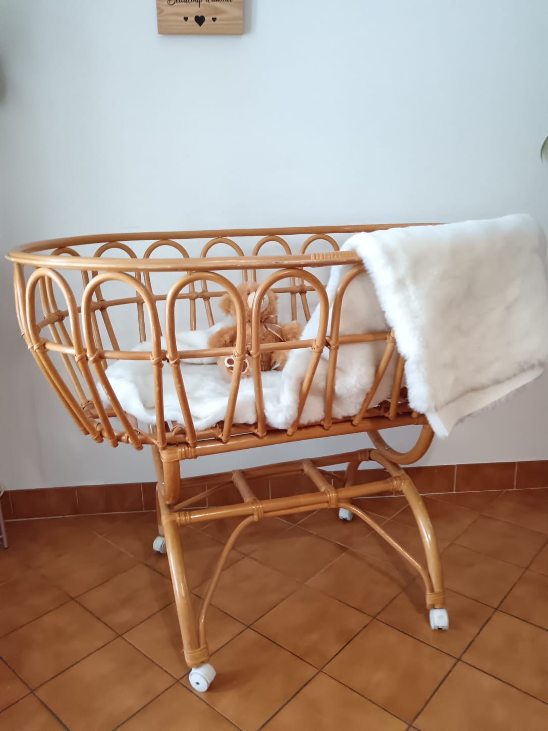 Rattan baby cradle