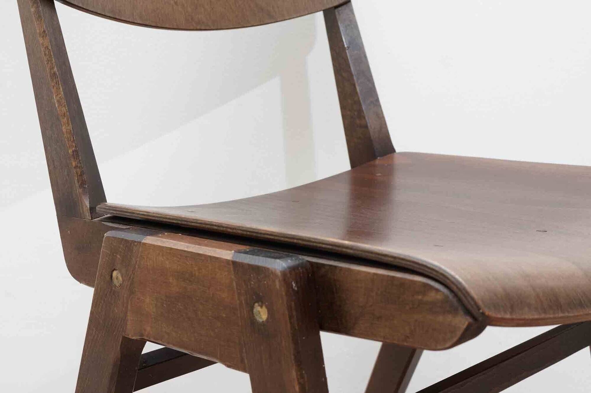 Stackable bistro chair in ebony-colored wood, Germany 1960s