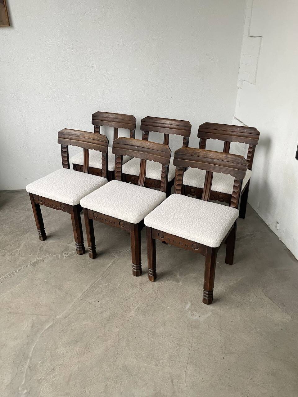 Set of 6 brutalist chairs from the 1940s