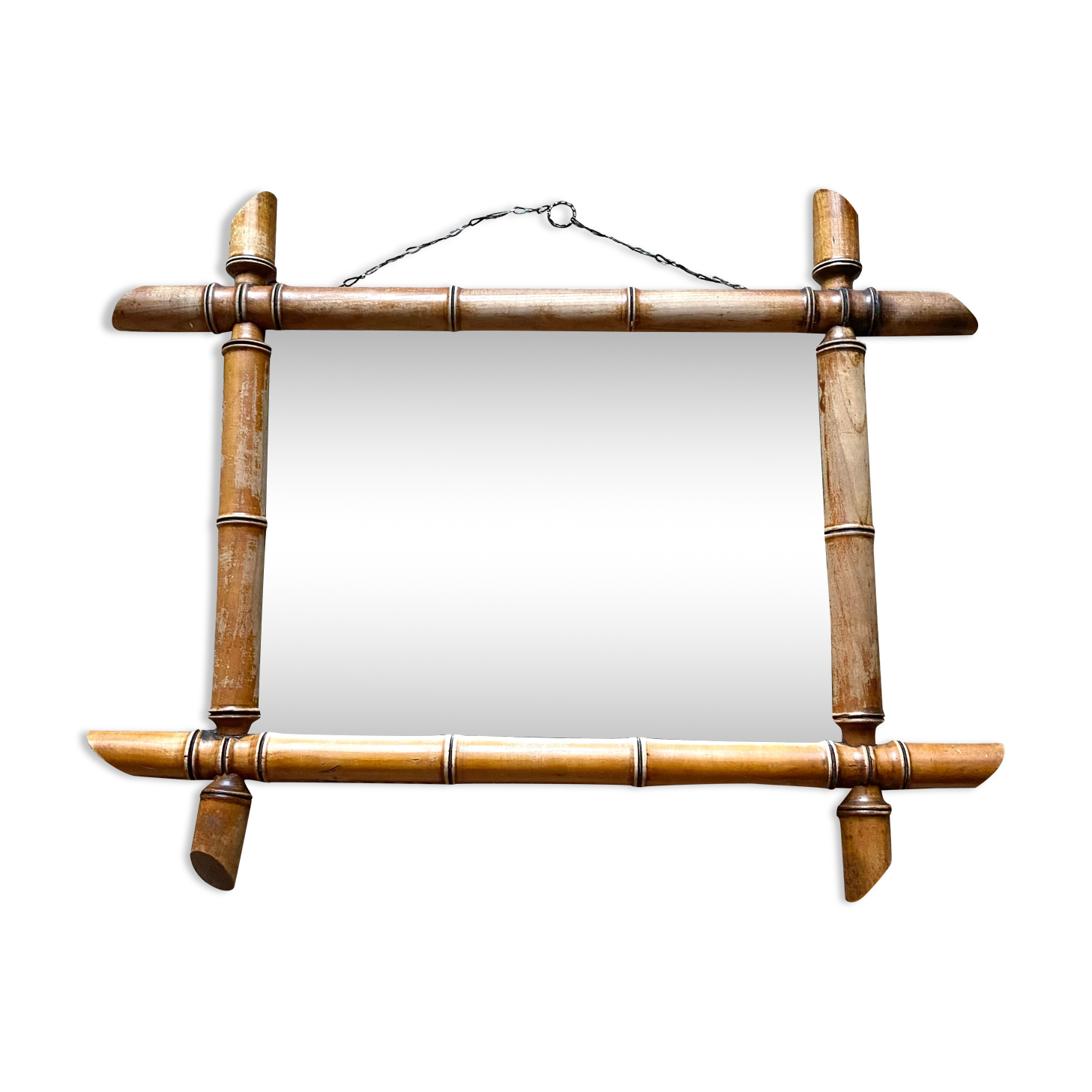 Miroir vintage de barbier façon bambou