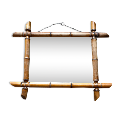 Miroir vintage de barbier façon bambou