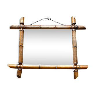 Vintage bamboo-style barber mirror