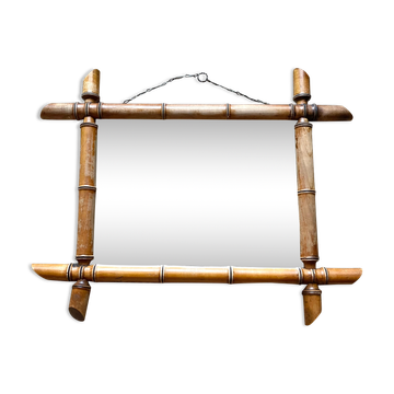 Vintage bamboo-style barber mirror