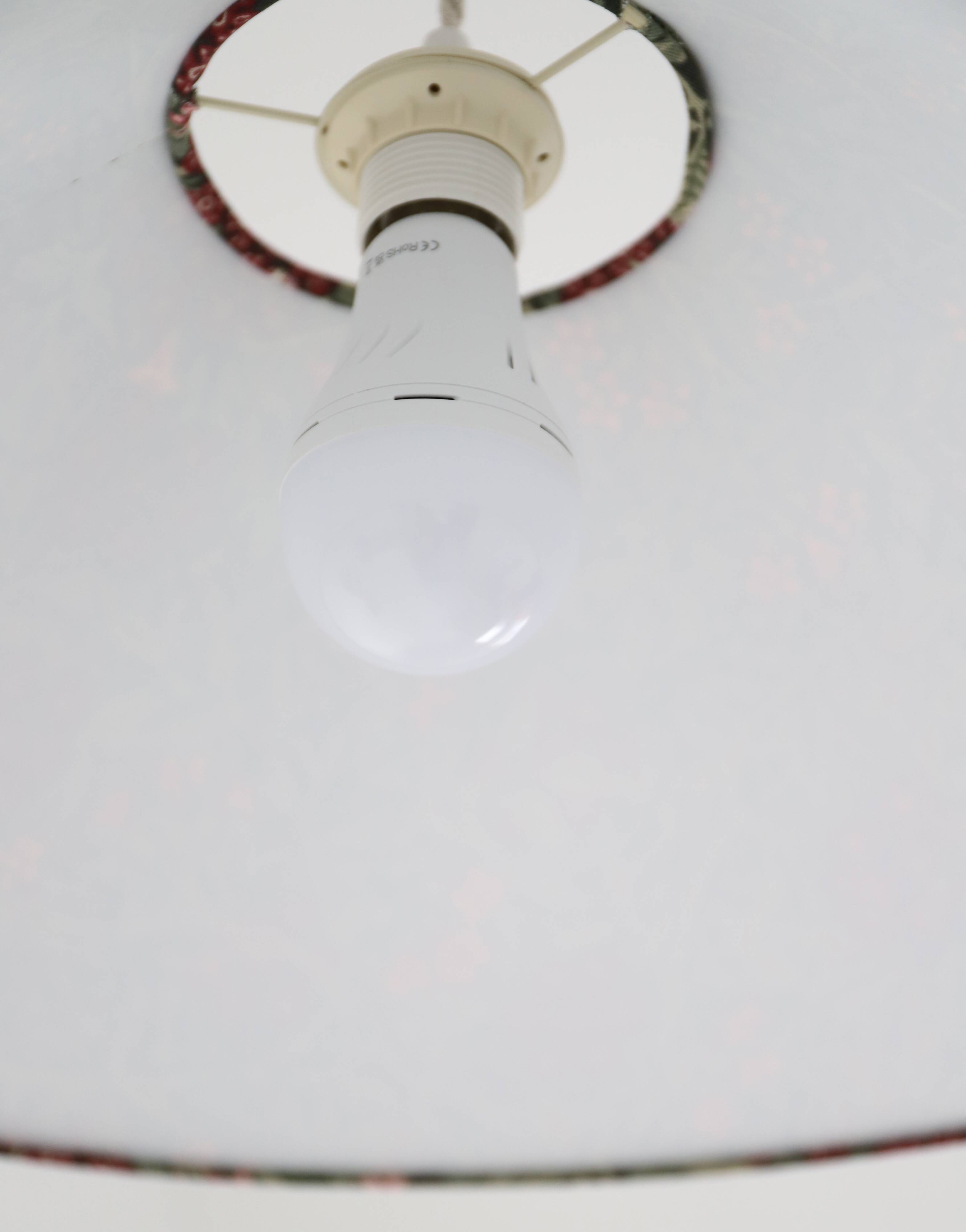 Refurbished printed trapezoidal pendant light