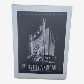 Publicité papier pavillon Saint Gobain  exposition internationale de  1937