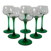lot de 6 verres à pieds vert foncé Made in France Luminarc 1970