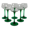 lot de 6 verres à pieds vert foncé Made in France Luminarc 1970